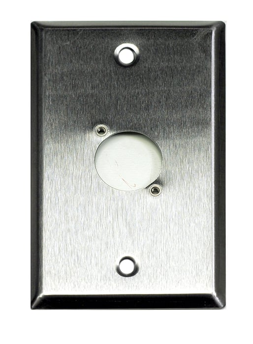 Whirlwind WP1/1NDH Single Gang Wallplate With D Series XLR Punch, Silver