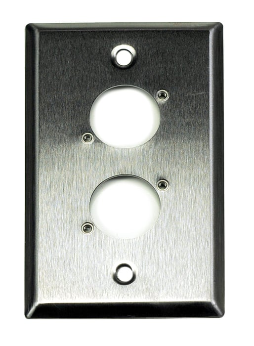 Whirlwind WP1/2H Single Gang Wallplate With 2 XLR Punches, Silver