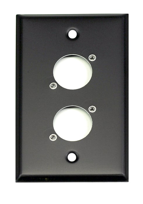 Whirlwind WP1B/2NDH Single Gang Wallplate Punched For 2 Neutrik XLRs, Black