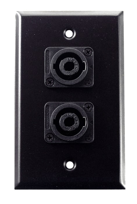 Whirlwind WP1B/2NL4 Single Gang Wallplate With 2 Neutrik NL4 Speakon Connectors, Black