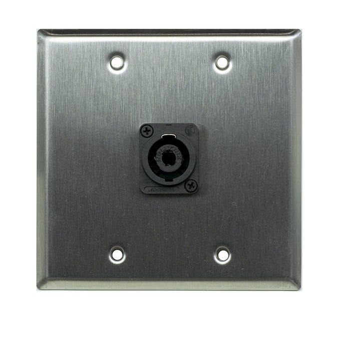 Whirlwind WP2/1NL4 Dual Gang Wallplate With 1 Neutrik NL4 Speakon Connector, Silver