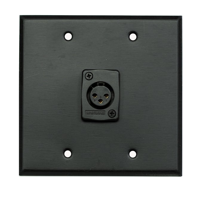 Whirlwind WP2B/1FW Dual Gang Wallplate With 1 Whirlwind WC3F XLRF Connector,Blk