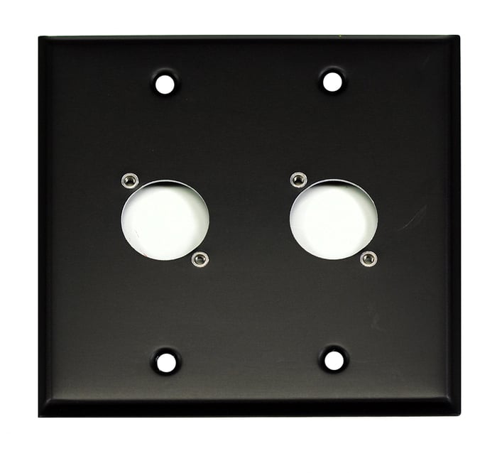 Whirlwind WP2B/2NDH Dual Gang Wallplate Punched For 2 Neutrik XLR Connectors, Black