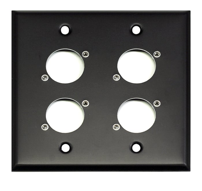 Whirlwind WP2B/4NDH Dual Gang Wallplate Punched For 4 Neutrik XLR Connectors,Blk