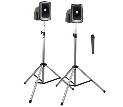 Anchor MegaVox 2 Deluxe Package 1 AIR MEGA2-XU2 And MEGA-AIR Speakers, SC-50 Cables, 2x SS-550 Stands And Wireless Mic