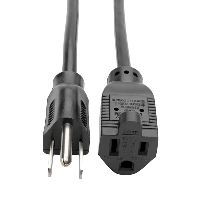 Tripp Lite P022-010 Power Extension Cord, NEMA 5-15P To NEMA 5-15R - 10A, Black