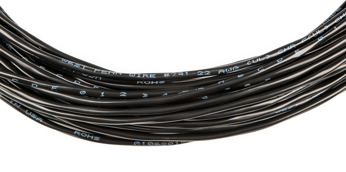 West Penn 291-100-BLACK 100' 2-Conductor 22AWG Stranded, Foil Shielded Audio Cable, Black