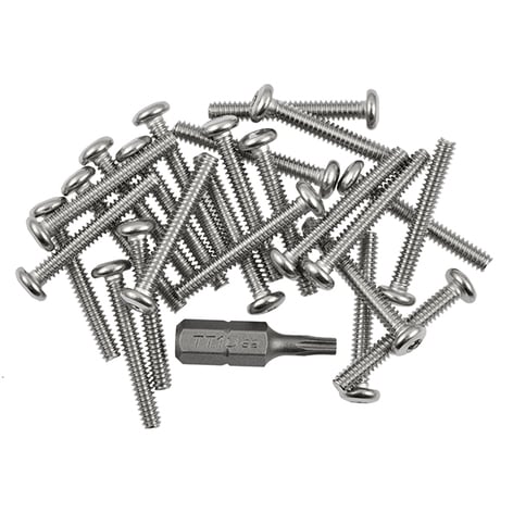 Quam KIT#94 #6-32 1" Button Head Stainless Screws, Driver Bit, 24 Pack