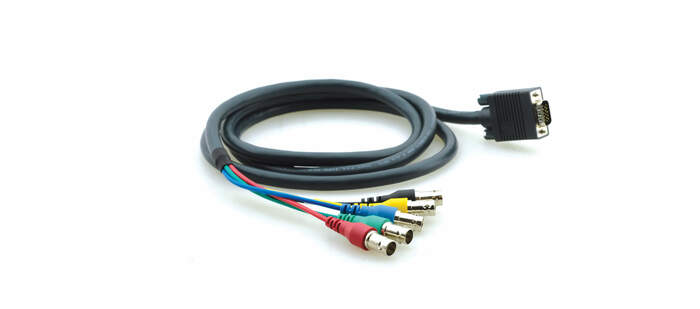 Kramer C-GM/5BF-10 Molded 15-pin HD To 5 BNC (Male-Female) Breakout Cable (10')