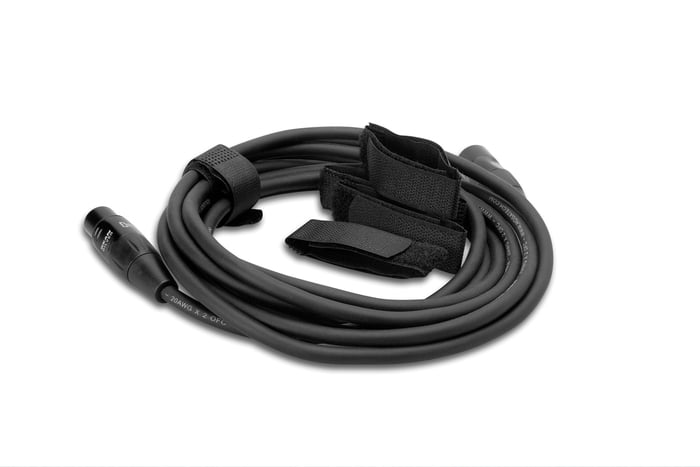 Hosa WTI-156G-20 12" Velcro Cable Organizer Wrap With Center-Pass Gap, 20 Pack, Black