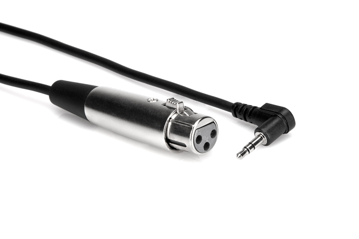 Hosa XVM-101F 1' XLRF To Right-Angle 3.5m TRS Microphone Cable