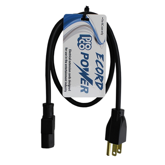 Pro Co E183-2IEC 2' Extension Cord With 18AWG And 3C