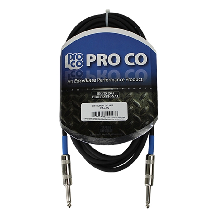 Pro Co EG-10 10' Excellines 1/4" TS Instrument Cable
