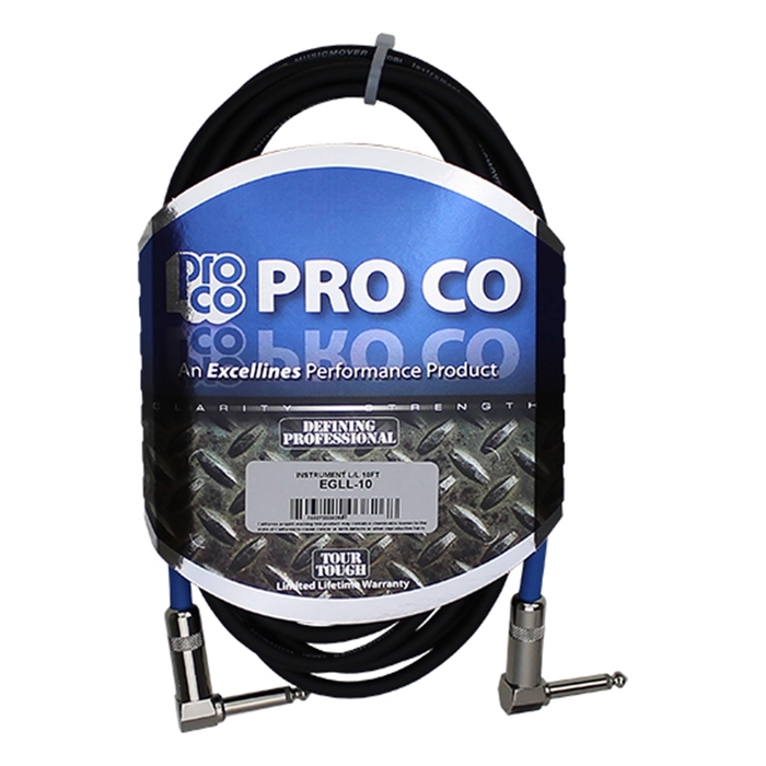 Pro Co EGLL-3 3' Excellines 1/4" TS Cable With Dual Right Angle Connector RS