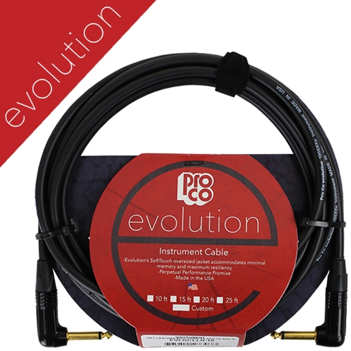 Pro Co EVLGCLLN-1.5 1.5' Evolution Series 1/4" TS Cable With Dual Right Angle Co