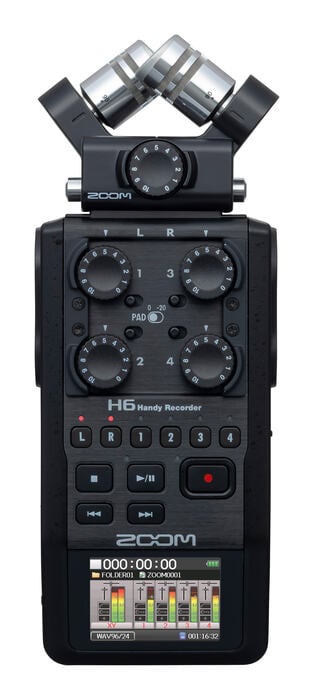 Zoom H6 All Black Handy Recorder, Black