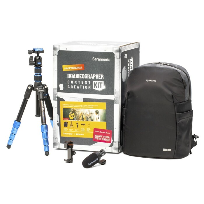 Saramonic Professional Roadieographer Kit 4-Piece Mobile Content Creation Bundle W/ Aluminum Travel Tripod Stand