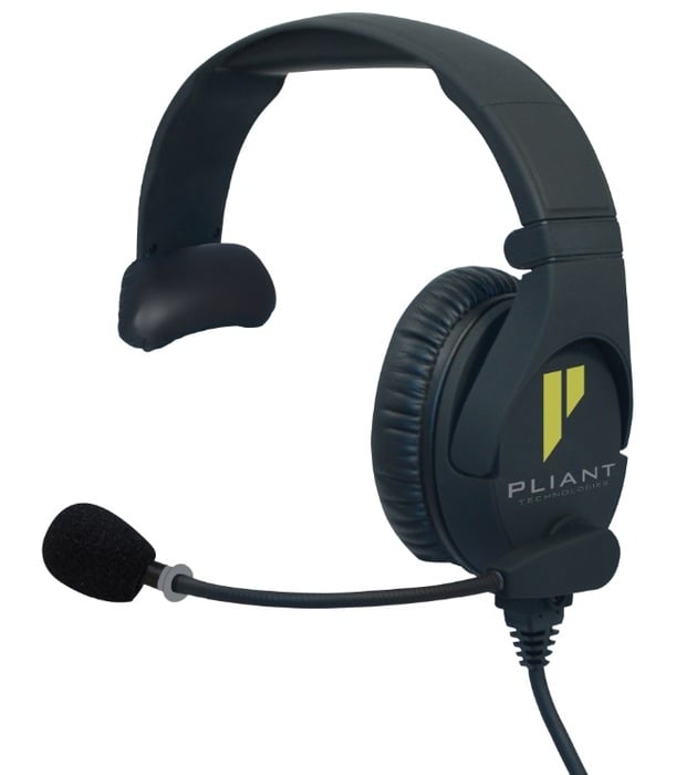 Pliant Technologies PHS-SB110E-DMG Smartboom Pro Single Ear Electret Headset W/dual 3.5mm Gold