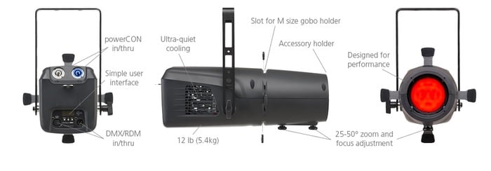 ETC CSSPOTJR2550 ColorSource Jr Zoom, Black, 25-50 Degree Zoom, BareEnd