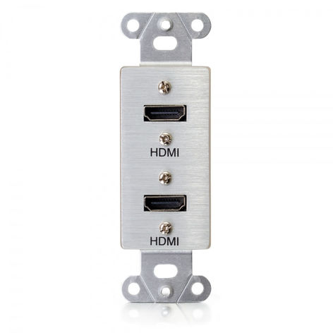 Cables To Go 39875 Dual HDMI Pass Through Decorative Wall Plate - Aluminum