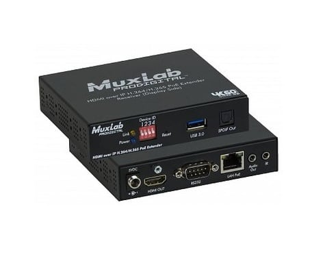 MuxLab 500762-RX HDMI Over IP H.264/H.265 PoE Receiver, 4K60