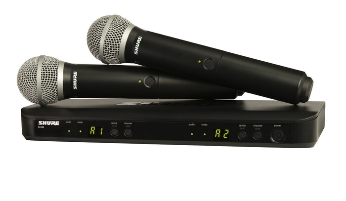 Shure BLX288/PG58-J11 Dual-Channel Wireless Vocal System With Two PG58 Handheld Mics, J11 Band