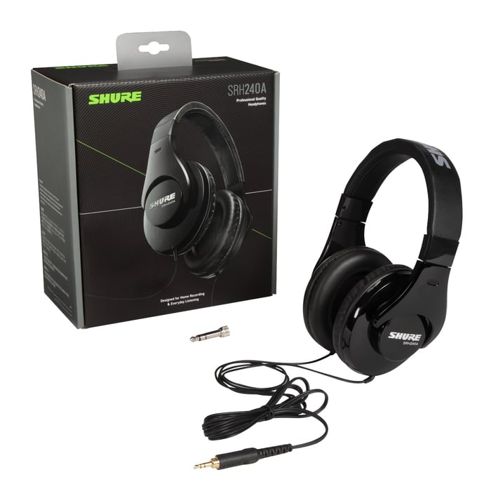 Shure SRH240A Professional Around-Ear Headphones With 1/8" To 1/4" Adapter