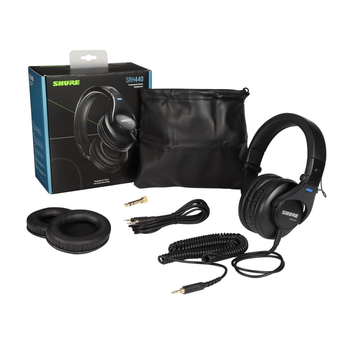 Shure SRH440 Professional Closed-Back Folding Headphones With Detachable Cable