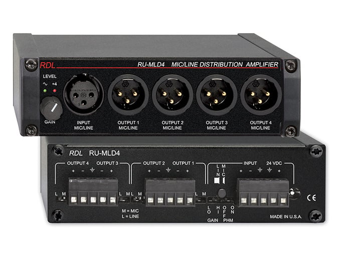 RDL RUMLD4 Four Channel Audio Distribution Amplifier