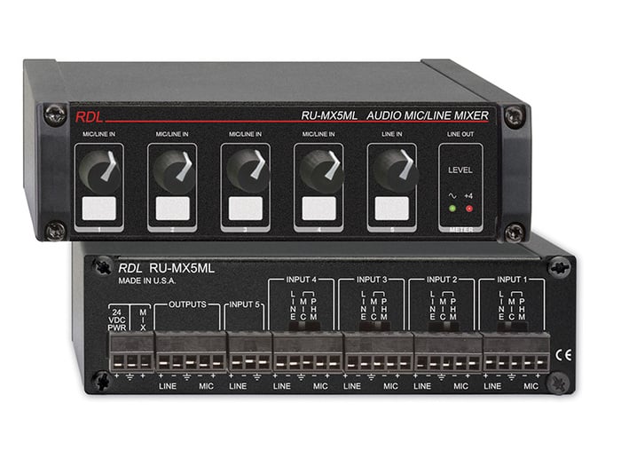 RDL RUMX5ML Pro 4 Input Mic/Line Mixer W/Phantom, Mic And Line Out