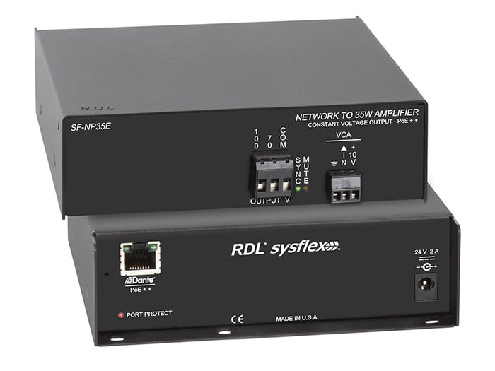 RDL SF-NP35E PoE++ Network To 35W Mono Audio Amplifier, 70V Or 100V