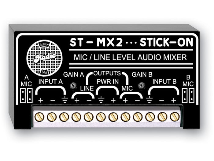 RDL ST-MX2 2 Mic Or Line Input Mixer, Mic And Line Out