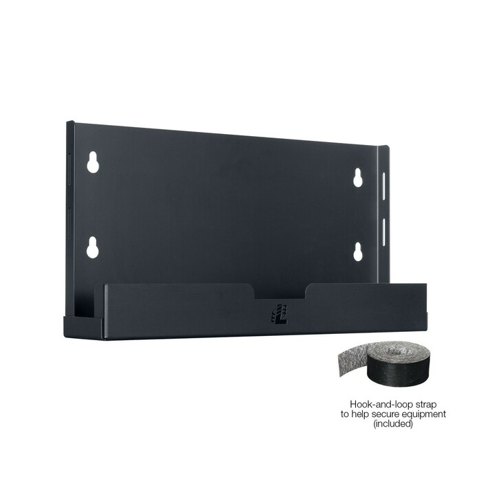 Lowell WMSCPU4 Wall-mount Shelf For CPU, 10x4D, Black, W/Strap