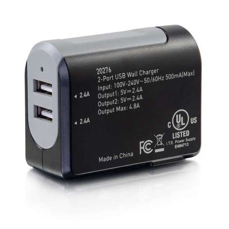 Cables To Go 20276 2-Port USB Wall Charger, AC To USB Adapter, 5V 4.8A Output