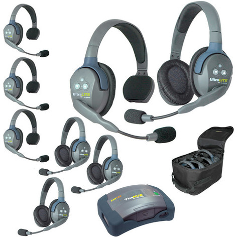 Eartec Co HUB844 Eartec UltraLITE/HUB Full Duplex Wireless Intercom System W/ 8 Headsets