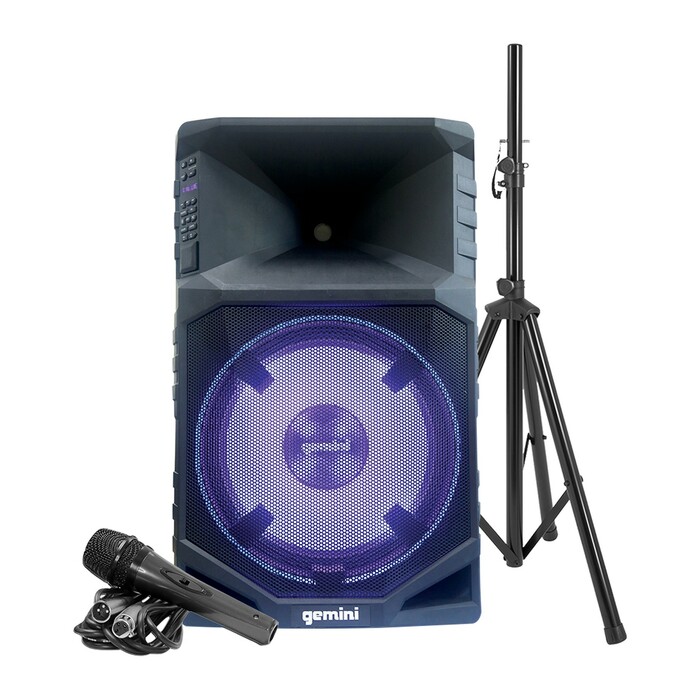 Gemini GSW-T1500PK 15" 1500W  Weatherproof 2-Way Bluetooth Speaker With Speaker Stand And Mic