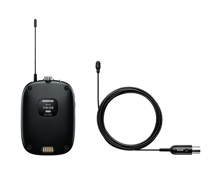 Shure SLXD1/TL47B-K SLX-D1 Bodypack With TwinPlex Lavalier Microphone, G58, MTQG,