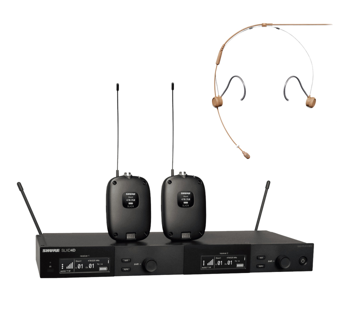 Shure SLXD14D/TH53C-K Wireless System With Two Bodypack Transmitters And Headworn Mic, Cocoa