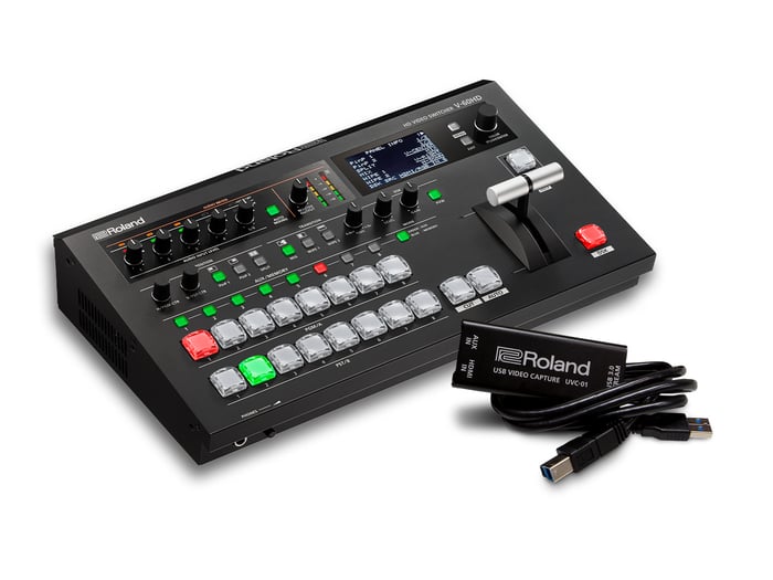 Roland Professional A/V V-60HD STR Multi-Format HD Switcher With UVC-01 HDMI To USB 3.0 Encoder