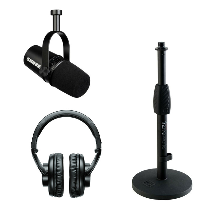 Shure MV7 Essentials Bundle USB / XLR Podcast Microphone With SRH440 Headphones And A Gator Desktop Stand