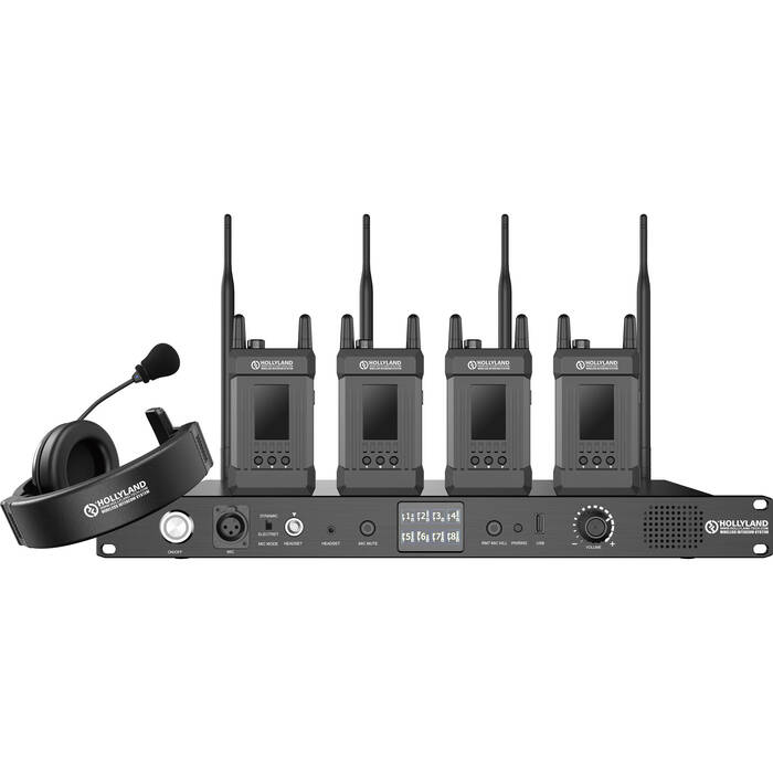 Hollyland Syscom 1000T-4B Full Duplex Wireless Intercom System With 4 Belt Packs