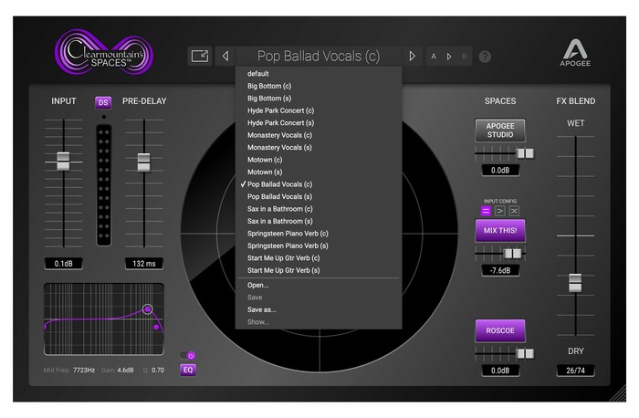 Apogee Electronics Clearmountain's Spaces IR Reverb Library Of Bob Clearmountain's Spaces [Virtual]