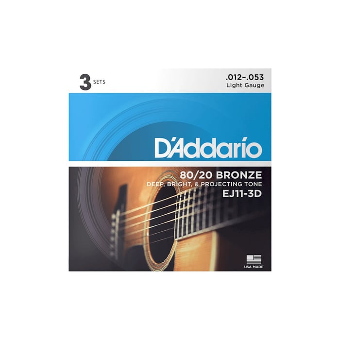 D`Addario EJ11-3D D’Addario EJ11-3D 3-PACK ACOUS GTR 80/20 BRZ LT