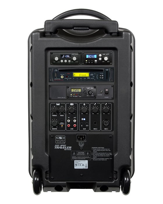 Galaxy Audio Traveler 10 HS-U3BK 10" Portable PA System With TVMBP Belt Pack Transmitter And HS-U3BK Unidirectional Headset Microphone