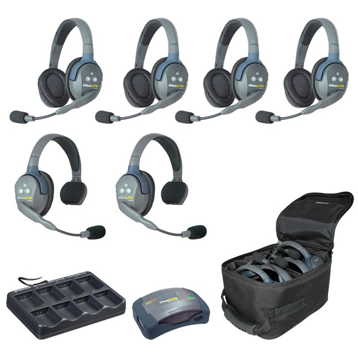 Eartec Co HUB624 Eartec UltraLITE/HUB Full Duplex Wireless Intercom System W/ 6 Headsets