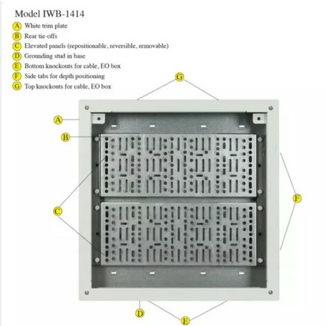 Lowell IWB-1414 In-Wall Box With Flange, 14" X 14", White