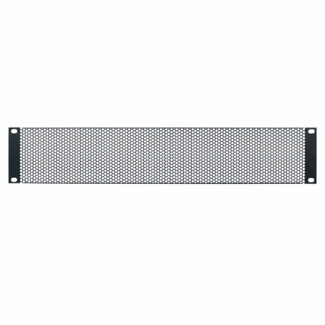 Lowell SVPL-2 2U Flanged Perforated Steel Vent Panel, Black