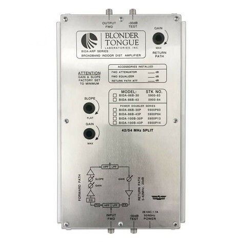 Blonder-Tongue BIDA 86B-43P 43 DB 54-860 MHz Broadband Indoor Distribution Amplifier