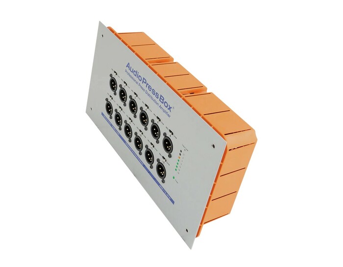 Audio Press Box APB-112-IW-D Active Press Box, In Wall, 1 Channel DANTE Input, 12 LINE/Mic Outputs