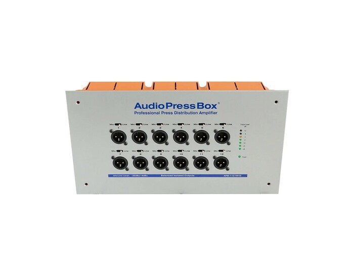 Audio Press Box APB-112-IW-D Active Press Box, In Wall, 1 Channel DANTE Input, 12 LINE/Mic Outputs